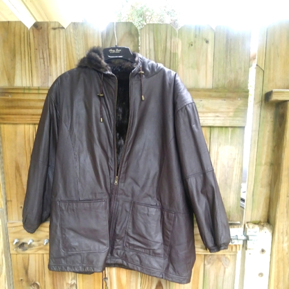 Leather reversible Faux Fur Coat